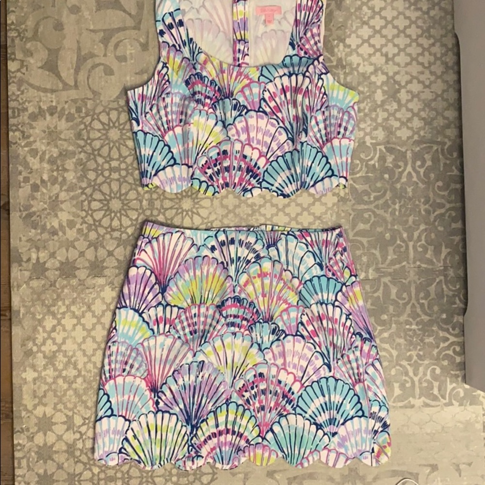 Lily Pulitzer two piece crop top and skirt set